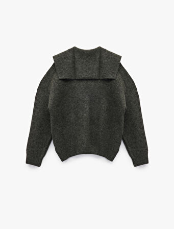 Rahat Kalıp Düğmeli Uzun Kollu Geniş V Yaka Triko Hırka