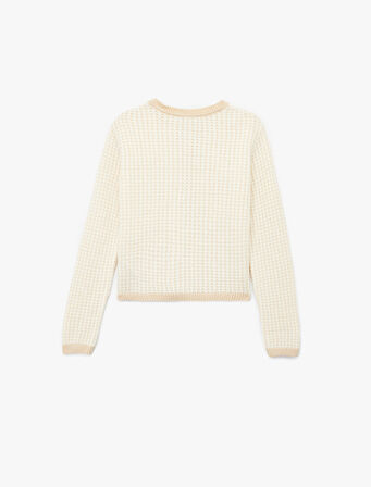 Düğmeli Cep Detaylı Minimal Desenli Uzun Kollu Bisiklet Yaka Triko Hırka