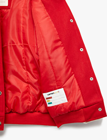 Uzun Kollu Aplike Detaylı Oversize Bomber Okul Ceketi