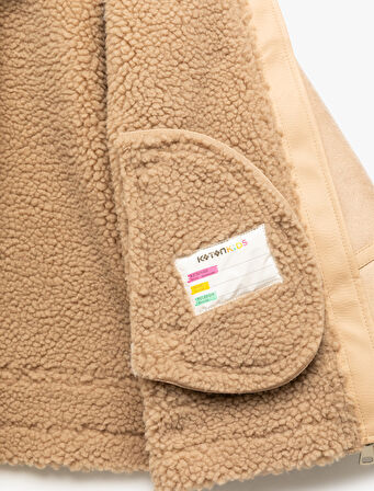 Uzun Kollu Peluş Astarlı Gömlek Yaka Ceket