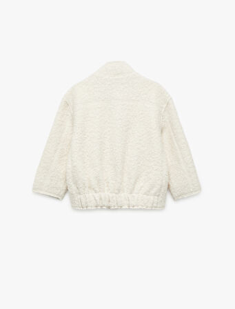 Dik Yaka Uzun Kollu Kapaklı Cepli Bürümcük Ceket