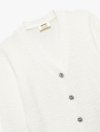 Uzun Kollu V Yaka Düğmeli Basic Triko Hırka