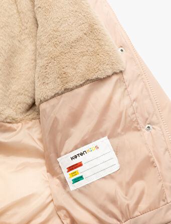 Kapşonlu Uzun Kollu Kapitone Şişme Mont