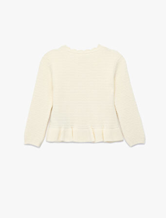 Viskon Karışımlı Düğmeli Uzun Kollu Bisiklet Yaka Triko Hırka