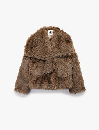 Suni Kürk Mont Oversize Geniş Yaka