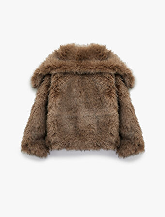 Suni Kürk Mont Oversize Geniş Yaka