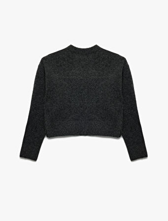 Yumuşak Dokulu Uzun Kollu Dik Yaka Basic Triko Kazak