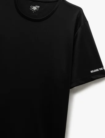Bisiklet Yaka Kısa Kollu Arkası Baskılı Oversize Spor Tişört