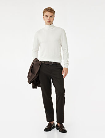 Viskon Karışımlı Uzun Kollu Basic Boğazlı Triko Kazak