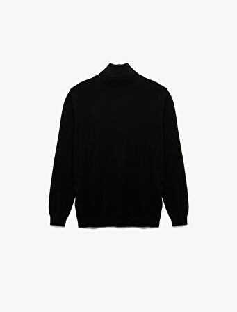 Viskon Karışımlı Uzun Kollu Basic Boğazlı Triko Kazak