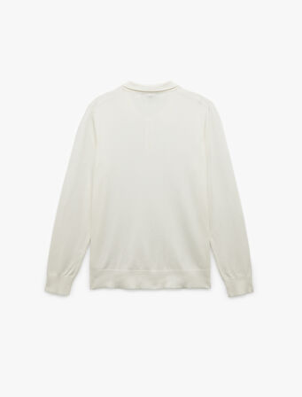 Uzun Kollu Düğmeli Polo Yaka Triko Kazak