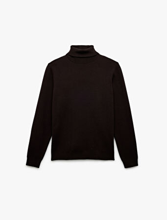 Uzun Kollu Basic Boğazlı Triko Kazak