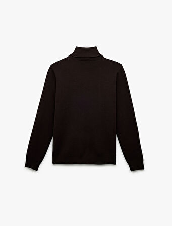 Uzun Kollu Basic Boğazlı Triko Kazak