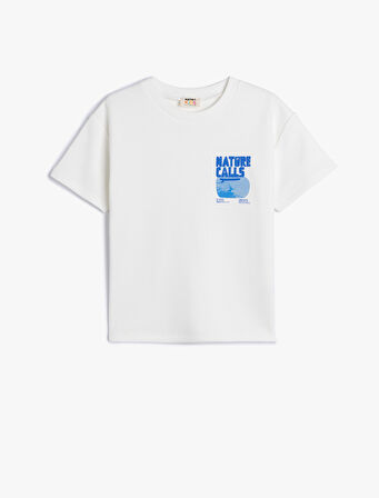 Slogan Baskılı Bisiklet Yaka Pamuklu Oversize Tişört