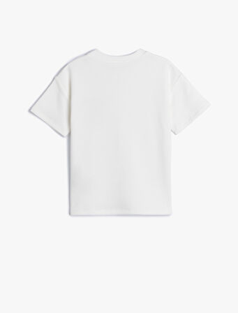 Slogan Baskılı Bisiklet Yaka Pamuklu Oversize Tişört