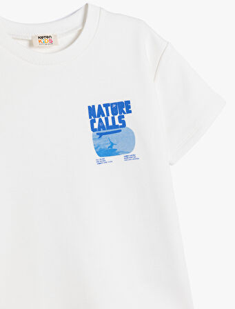 Slogan Baskılı Bisiklet Yaka Pamuklu Oversize Tişört