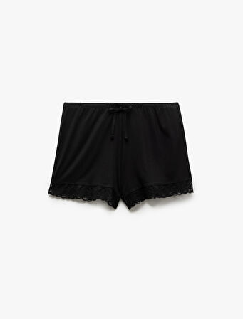 Beli Bağlamalı Dantel Detaylı Viskon Şort Pijama Altı