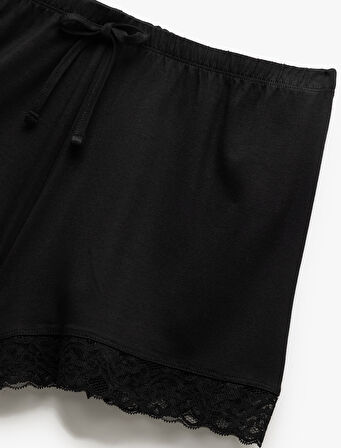 Beli Bağlamalı Dantel Detaylı Viskon Şort Pijama Altı