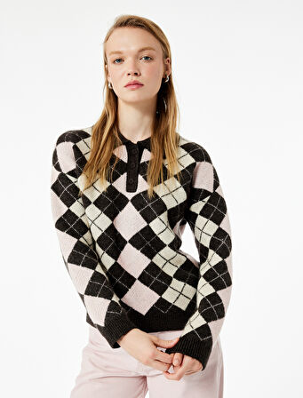 Uzun Kollu Polo Yaka Triko Kazak