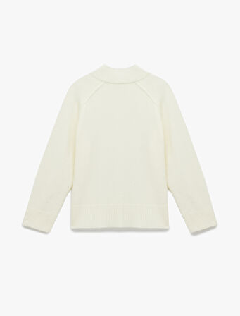 Dik Yaka Dikiş Detaylı Uzun Kollu Basic Triko Kazak