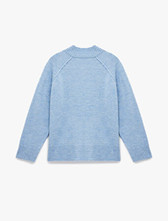 Dik Yaka Dikiş Detaylı Uzun Kollu Basic Triko Kazak