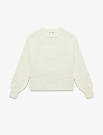 Bisiklet Yaka Dikiş Detaylı Uzun Kollu Triko Kazak