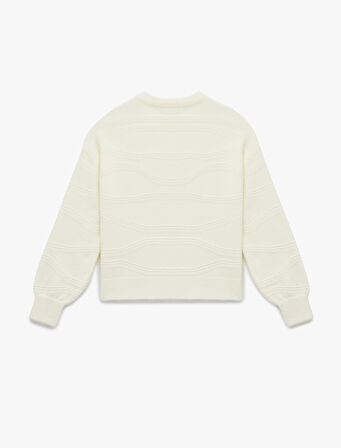 Bisiklet Yaka Dikiş Detaylı Uzun Kollu Triko Kazak