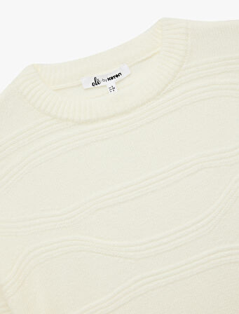 Bisiklet Yaka Dikiş Detaylı Uzun Kollu Triko Kazak