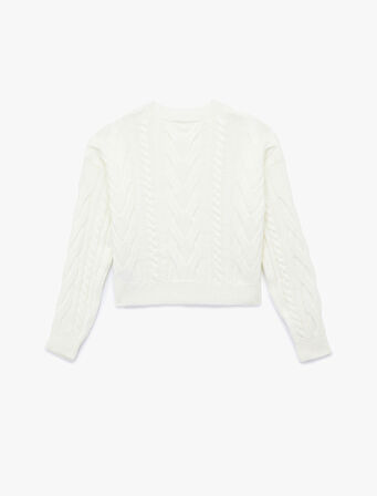 Uzun Kollu Bisiklet Yaka Saç Örgülü Triko Kazak