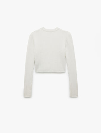 Uzun Kollu Bisiklet Yaka Triko Crop Kazak