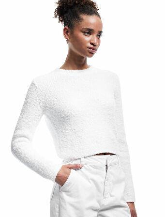 Uzun Kollu Bisiklet Yaka Buklet Triko Kazak