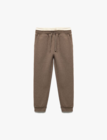 Ribanalı Beli Bağlamalı Cepli Şardonlu Basic Eşofman Altı