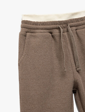 Ribanalı Beli Bağlamalı Cepli Şardonlu Basic Eşofman Altı