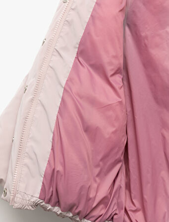 Kapşonlu Uzun Kollu Cepli Şişme Mont 