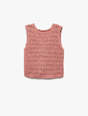 Bağlama Detaylı V Yaka Kolsuz Triko Basic Yelek