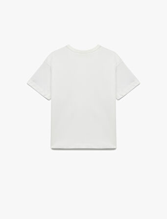 Baskılı Cep Detaylı Bisiklet Yaka Pamuklu Kısa Kollu Tişört