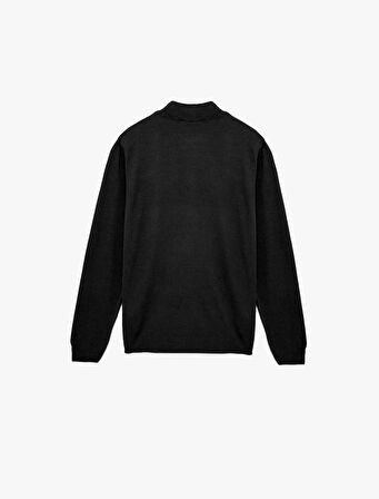 Uzun Kollu Regular Fit Dik Yaka Basic Triko Kazak