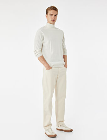 Uzun Kollu Basic Balıkçı Yaka Triko Kazak