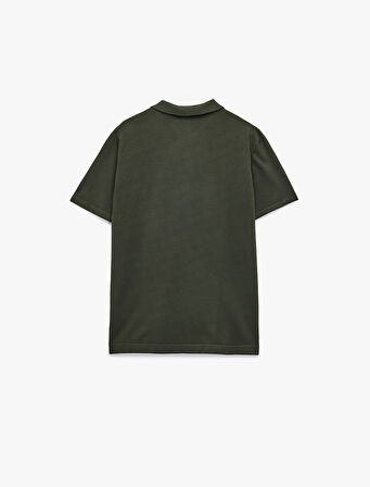 Viskon Regular Fit Polo Yaka Yarım Fermuarlı Kısa Kollu Triko Tişört