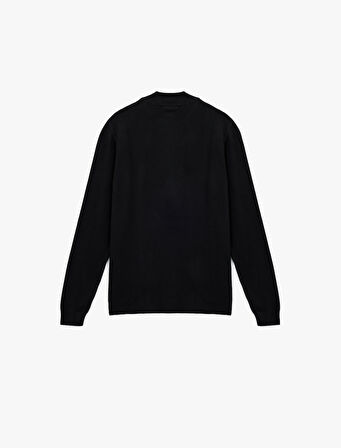 Uzun Kollu Yarım Fermuarlı Triko Kazak