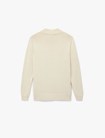 Pamuklu Uzun Kollu Yarım Fermuarlı Triko Kazak