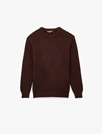 Uzun Kollu Dokulu Bisiklet Yaka Triko Kazak