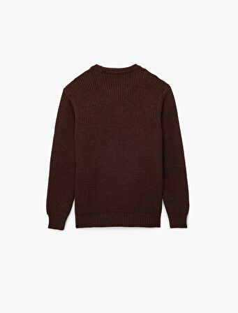 Uzun Kollu Dokulu Bisiklet Yaka Triko Kazak