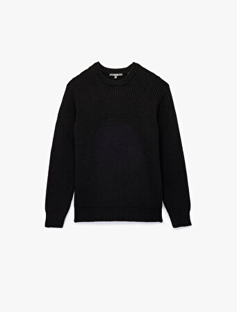 Uzun Kollu Dokulu Bisiklet Yaka Triko Kazak