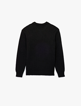 Uzun Kollu Dokulu Bisiklet Yaka Triko Kazak