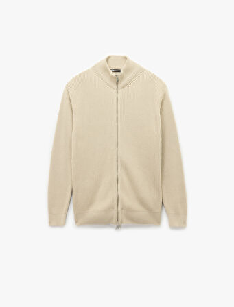 Uzun Kollu Pamuklu Tam Fermuarlı Triko Hırka