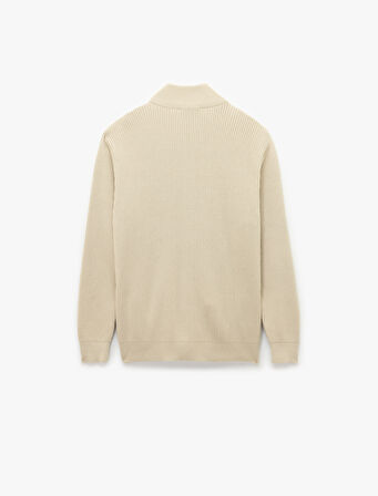 Uzun Kollu Pamuklu Tam Fermuarlı Triko Hırka