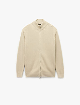 Uzun Kollu Pamuklu Tam Fermuarlı Triko Hırka