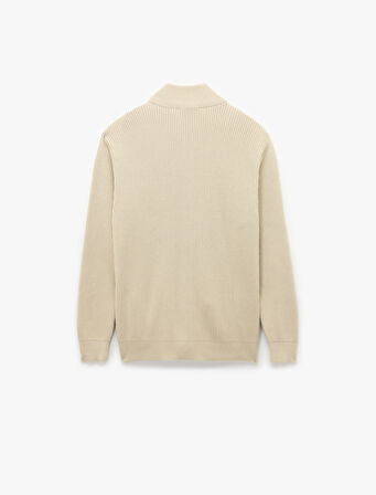 Uzun Kollu Pamuklu Tam Fermuarlı Triko Hırka