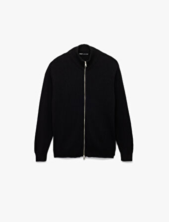 Uzun Kollu Pamuklu Tam Fermuarlı Triko Hırka